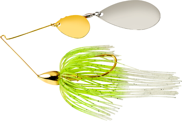 War Eagle Spinnerbait Gold Frame Tandem Indiana - White Chartreuse
